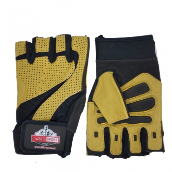 GLOVES LEATHER + AMARA BEIGE / BLACK WITH RUBBER PALM 